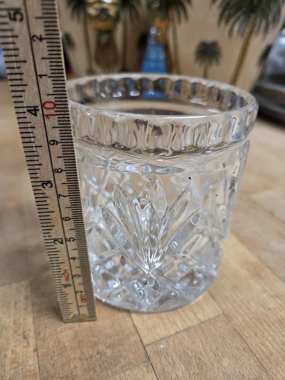 Vintage lead crystal cylinder container or small vase